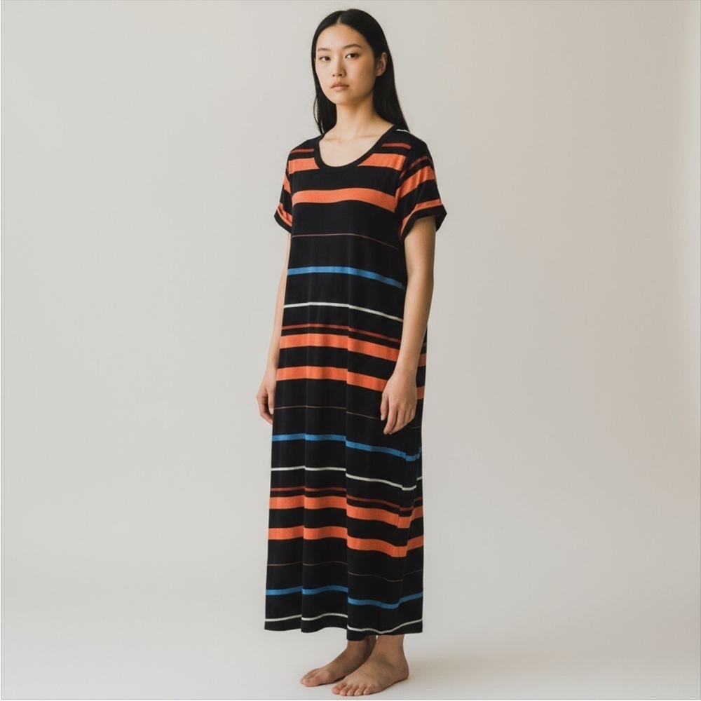Free People Striped Black and Orange Women's Dress